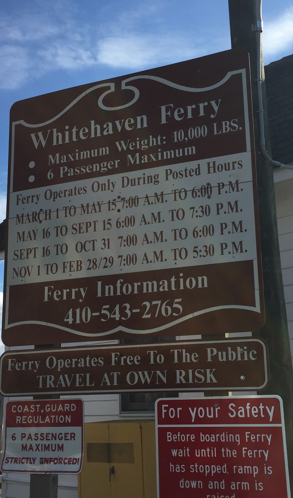It is free to ride the ferry. The Abcs Of Maryland W Is For Whitehaven