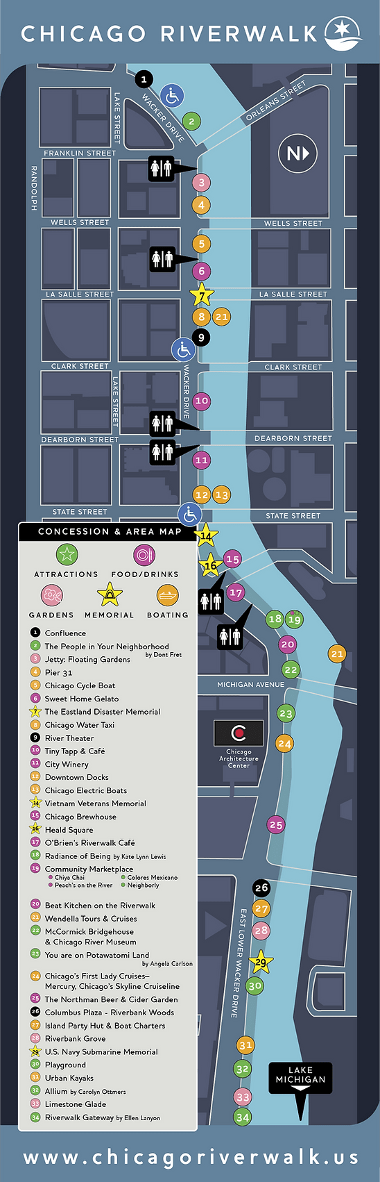 Michigan avenue stop chicago water taxi. Chicago Riverwalk Map
